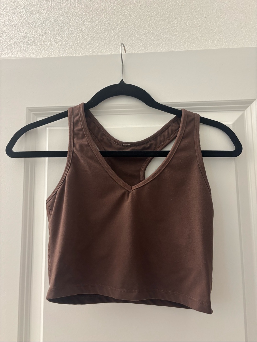 Sage Cropped V-Neck Tank Top - Brown